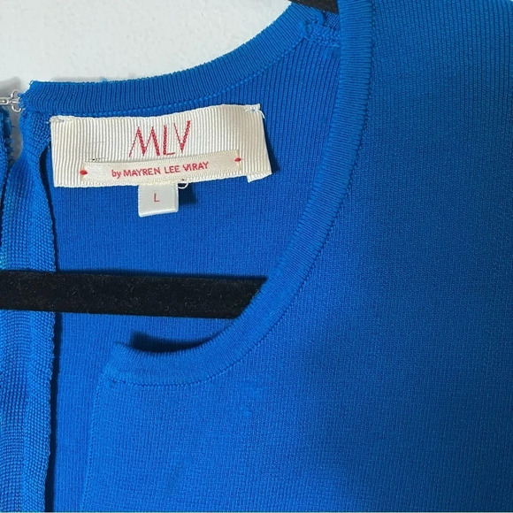 MLV Mayren Lee Viray Blue Knit Bodycon Dress Large - Picture 6 of 7